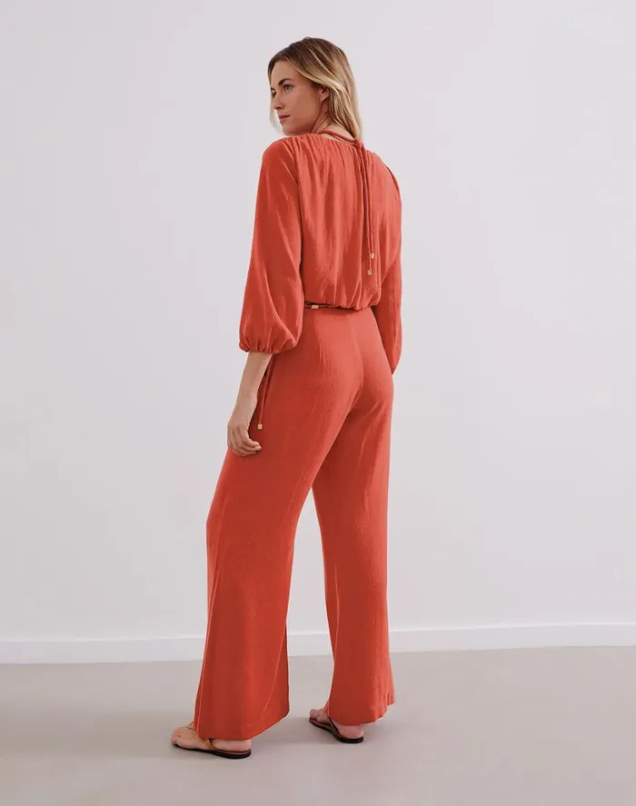 Matching Sets Women ViX Paula Hermanny Ino Long Sleeve Blouse 8211 Brick