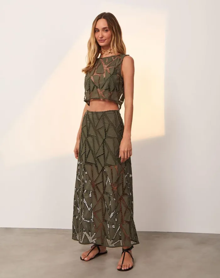 Matching Sets Women ViX Paula Hermanny Juli Long Skirt 8211 Evergreen