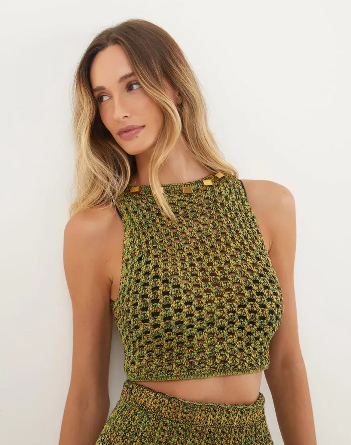 Matching Sets Women ViX Paula Hermanny Knit Aria Blouse 8211 Green