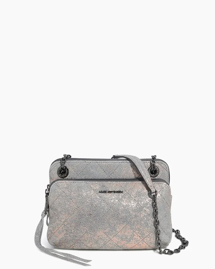 Maven Quilted Double Crossbody Rose Gold Distressed Denim Women Aimee Kestenberg Crossbody Bags Maven Quilted Double Crossbody Rose Gold Distressed Denim Women Aimee Kestenberg Crossbody Bags