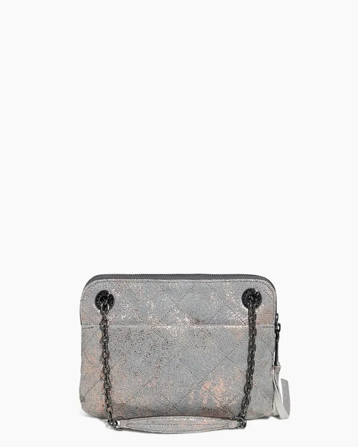Maven Quilted Double Crossbody Rose Gold Distressed Denim Women Aimee Kestenberg Crossbody Bags