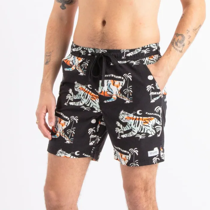 Men Banks Journal Boardshorts Happy Place Elastic Boardshort Black