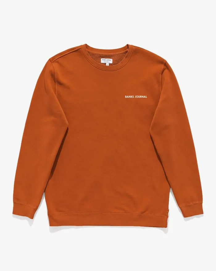 Men Banks Journal Fleeces and Knitwear Label Crew Graphic Fleece Sienna