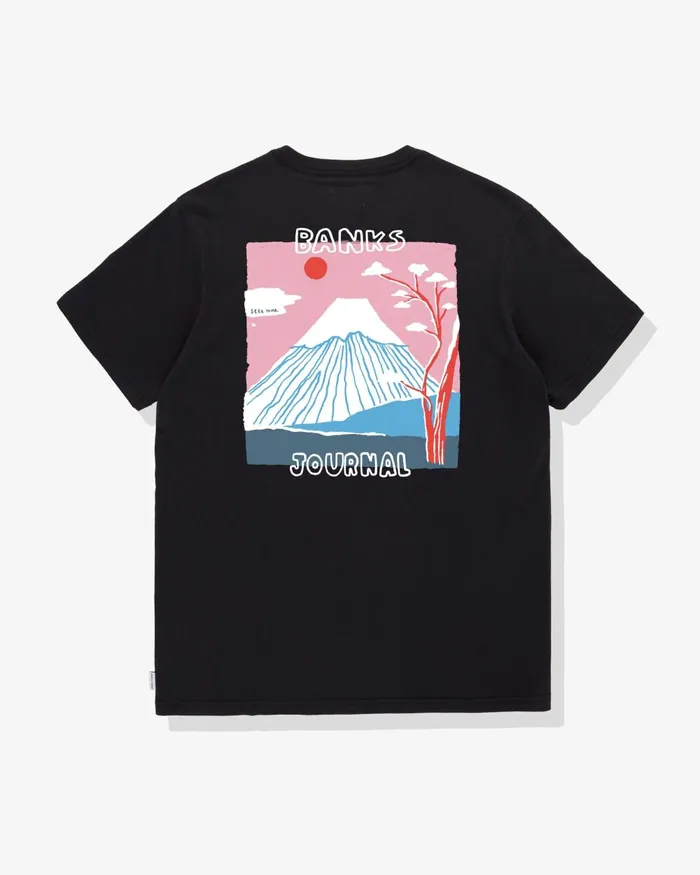 Men Banks Journal TShirts Mt Fuji Classic Tee Shirt Black