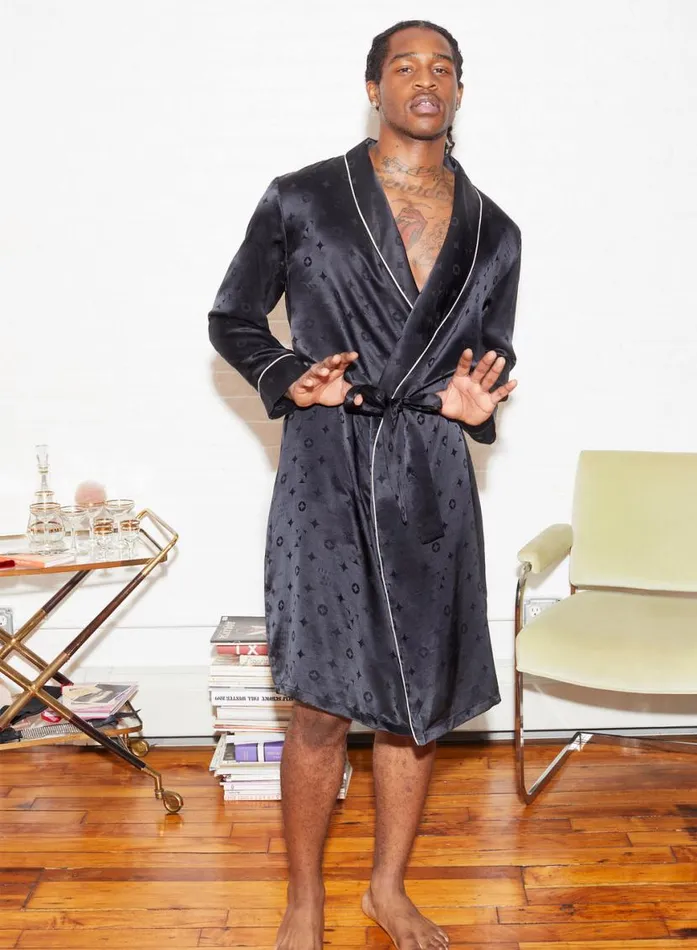 Menswear LingerieClothing Fleur Du Mal Men039s Silk Jacquard Robe Black