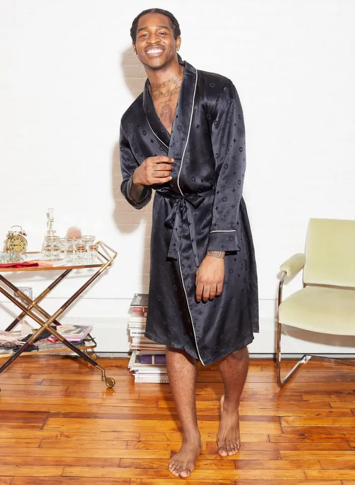 Menswear LingerieClothing Fleur Du Mal Men039s Silk Jacquard Robe Black