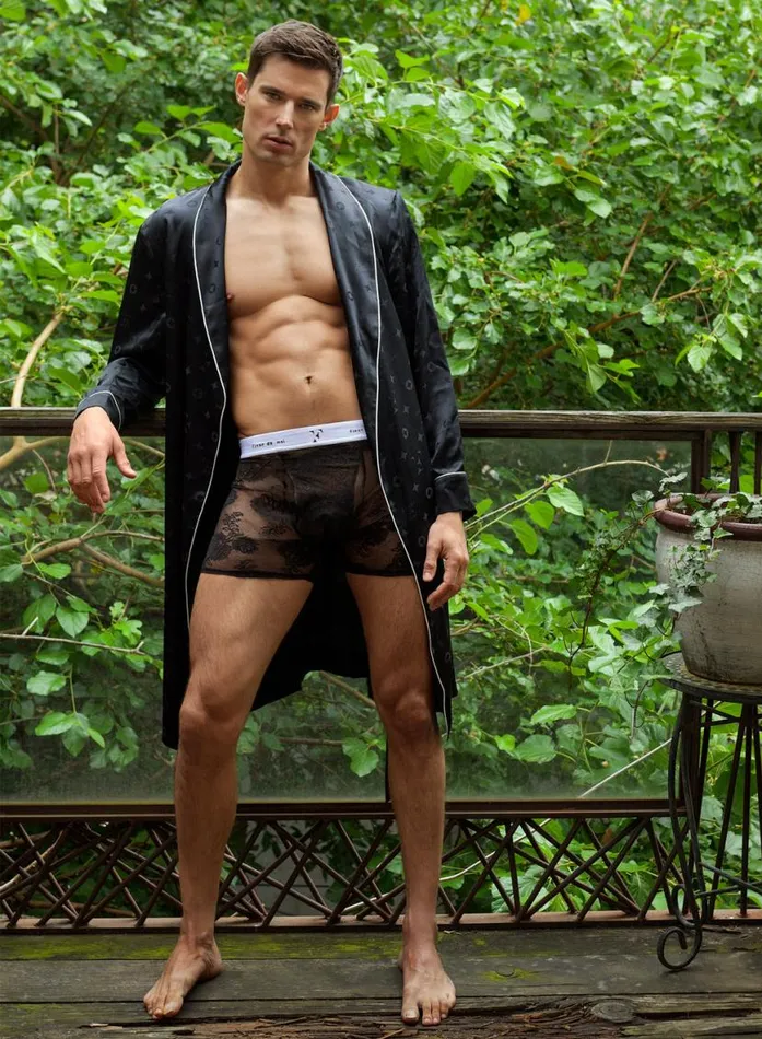 Menswear LingerieClothing Fleur Du Mal Men039s Silk Jacquard Robe Black