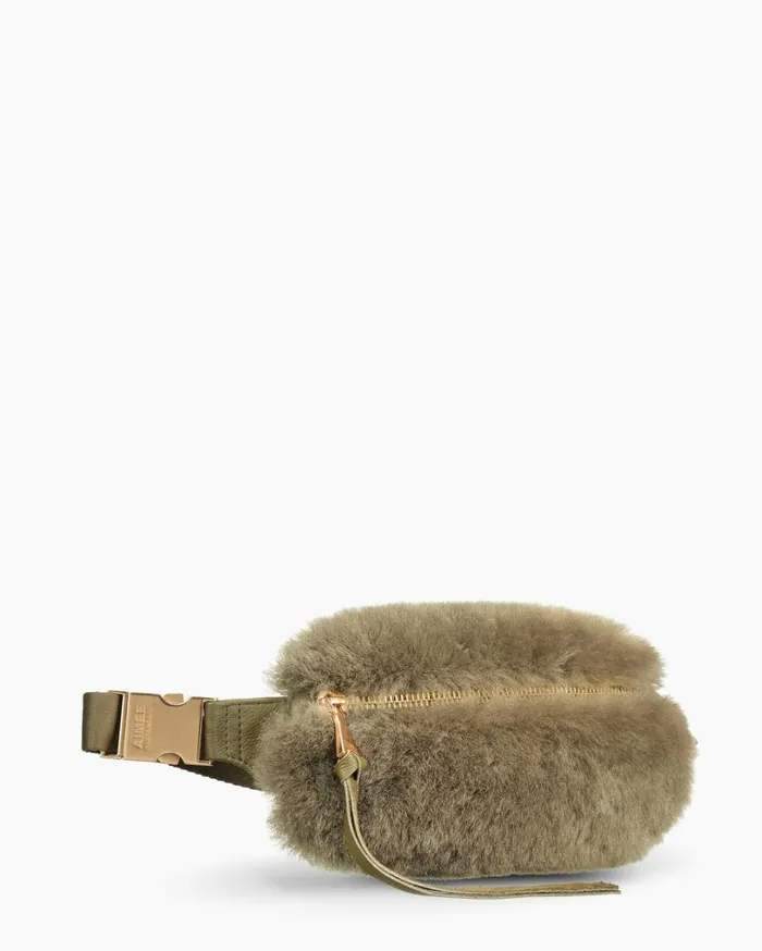 Milan Bum Bag Kelp Shearling Women Aimee Kestenberg Bum Bags and Belt Bags