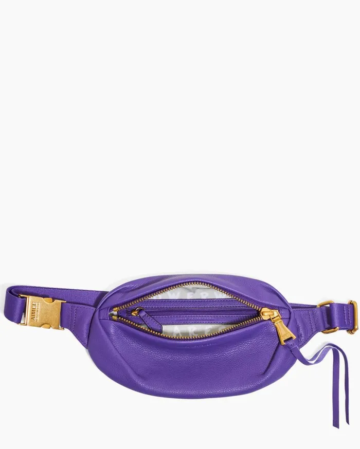 Milan Bum Bag Violet With 14k Yellow Gold Women Aimee Kestenberg Bum Bags and Belt Bags