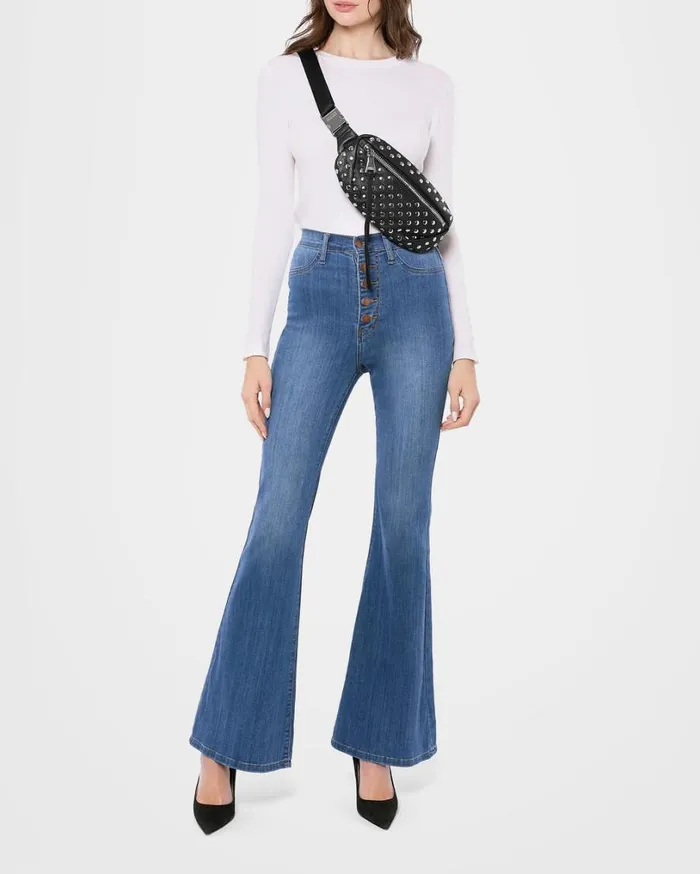 Milan Novelty Bum Bag Black With Disco Studs Women Aimee Kestenberg Bum Bags and Belt Bags