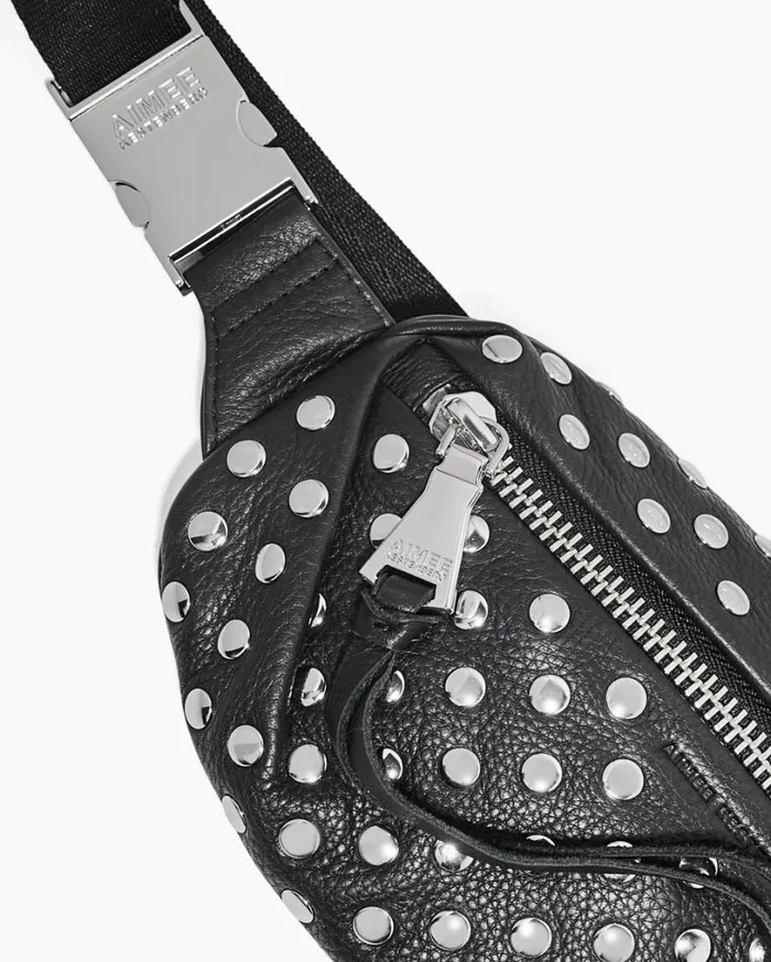 Milan Novelty Bum Bag Black With Disco Studs Women Aimee Kestenberg Bum Bags and Belt Bags