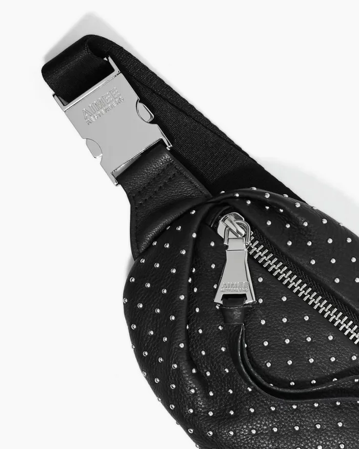 Milan Novelty Bum Bag Black With Microstuds Women Aimee Kestenberg Bum Bags and Belt Bags