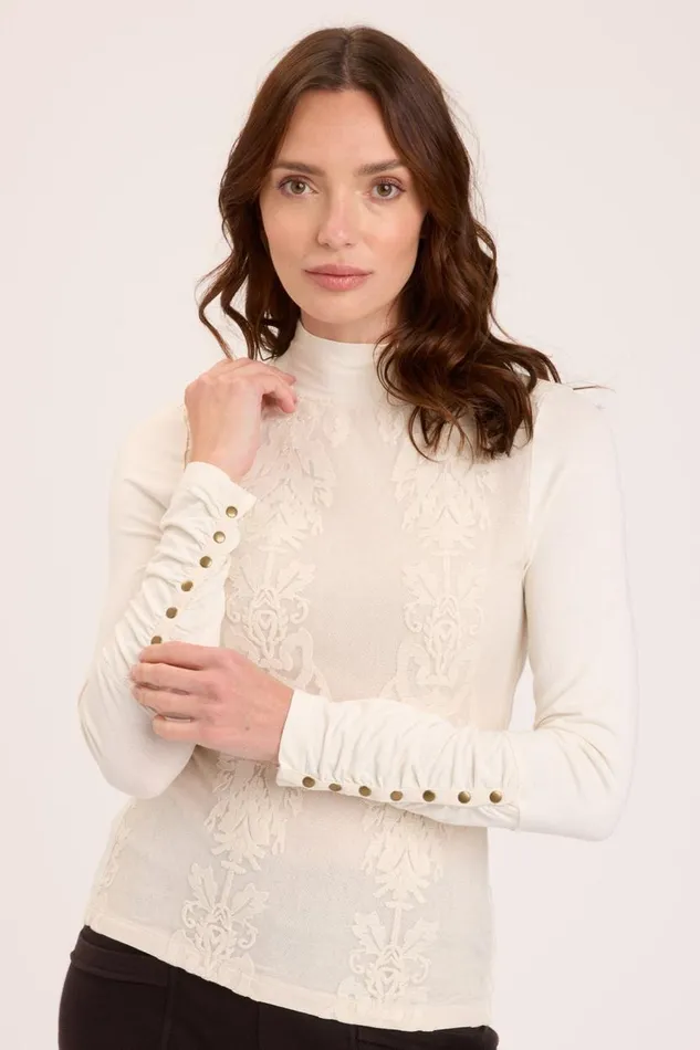 Monroe Turtleneck Toasted Almond Double Dye Clothing XCVI ShirtsBlouses
