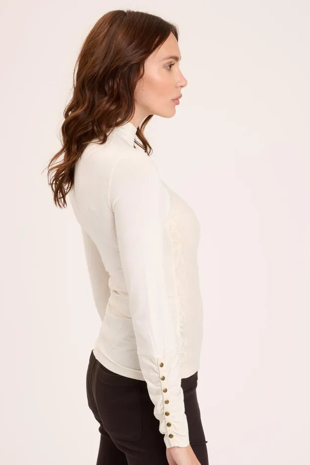 Monroe Turtleneck Toasted Almond Double Dye Clothing XCVI ShirtsBlouses