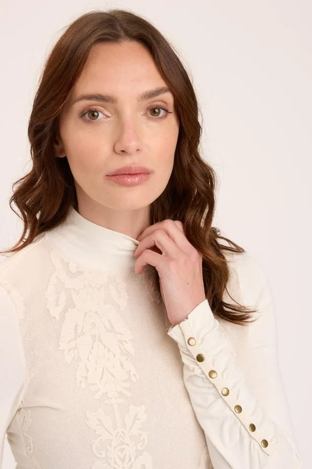 Monroe Turtleneck Toasted Almond Double Dye Clothing XCVI ShirtsBlouses