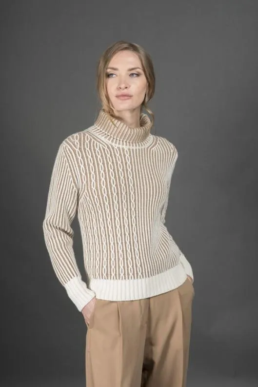 MooRER Knitwear Women ALESKABAV Biancocammello
