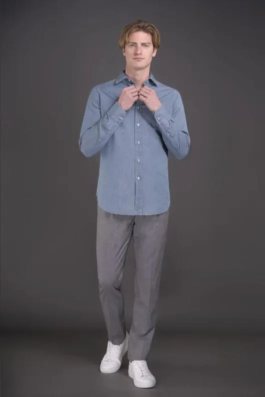 MooRER Shirts Men HAROLD65 LIGHT DENIM Lightdenim