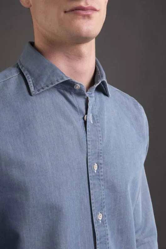 MooRER Shirts Men HAROLD65 LIGHT DENIM Lightdenim