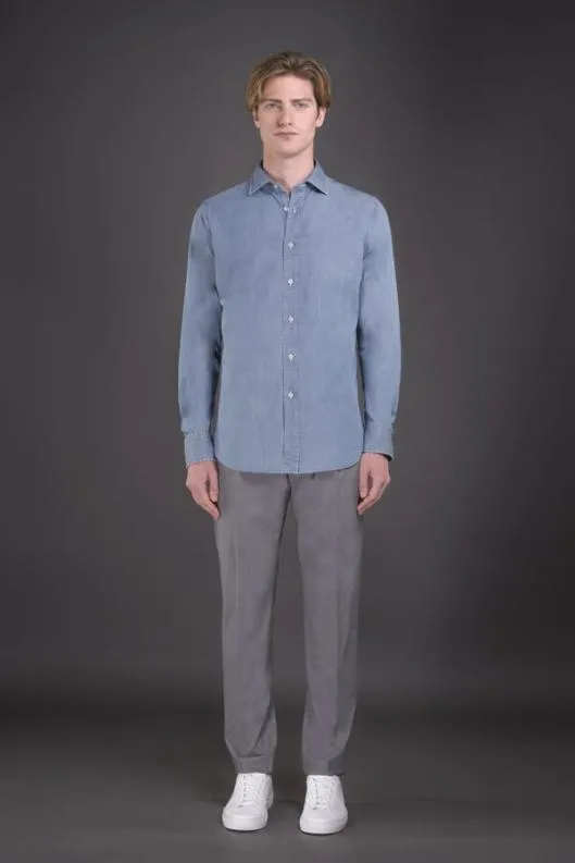 MooRER Shirts Men HAROLD65 LIGHT DENIM Lightdenim