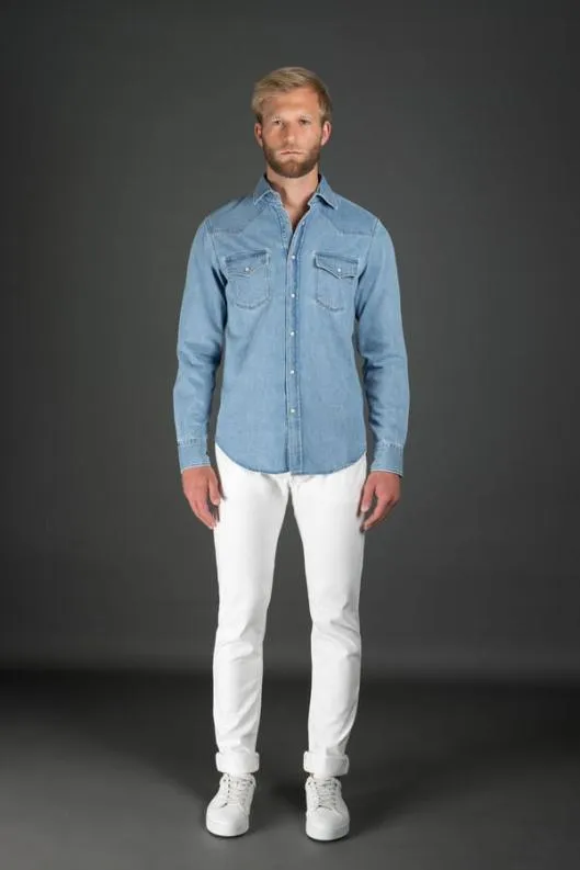MooRER Shirts Men LARRIEDF306 Vintage Chiaro