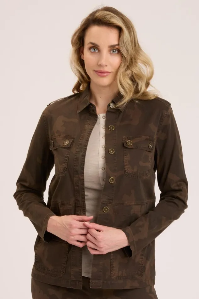Orso Printed Utility Jacket Boxwood Pigment Clothing XCVI Jackets