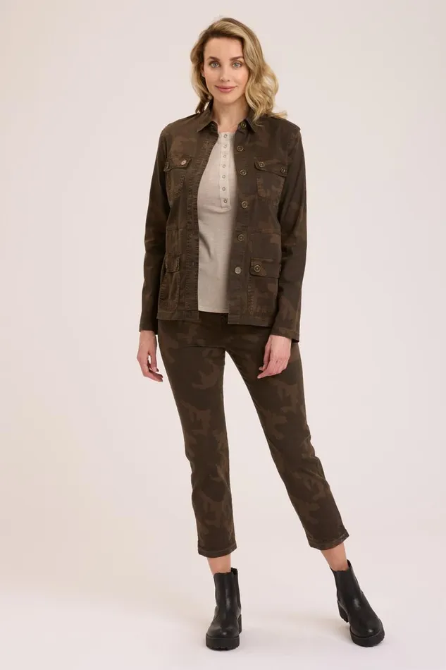Orso Printed Utility Jacket Boxwood Pigment Clothing XCVI Jackets
