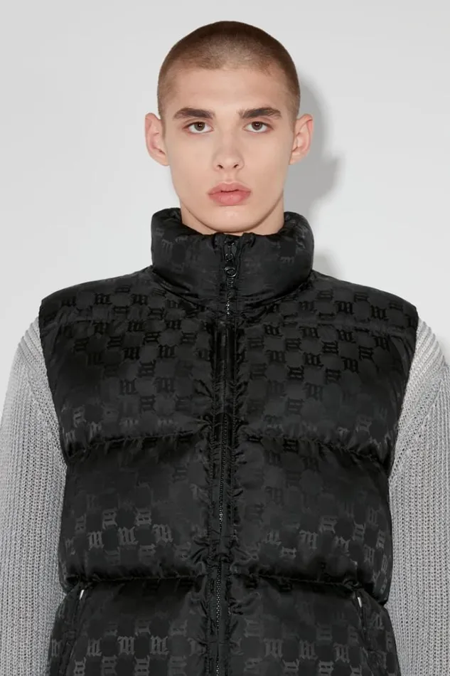 Outerwear Men MISBHV Monogram Embossed Puffer Vest Black