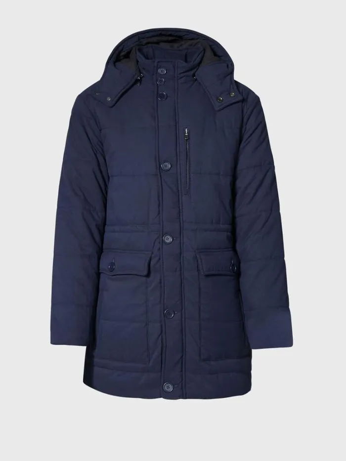 Outerwear Mens Paul Stuart Belsetta Quilted Parka With Removable Hood Navy
