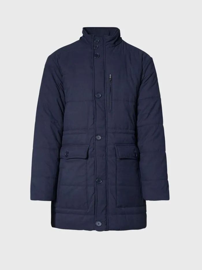 Outerwear Mens Paul Stuart Belsetta Quilted Parka With Removable Hood Navy