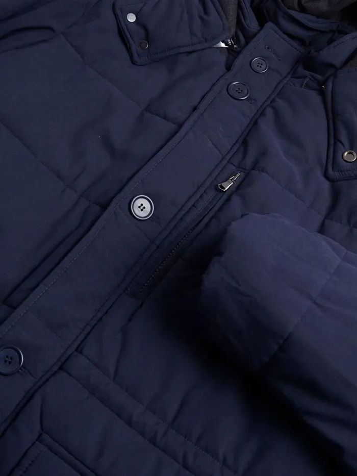 Outerwear Mens Paul Stuart Belsetta Quilted Parka With Removable Hood Navy