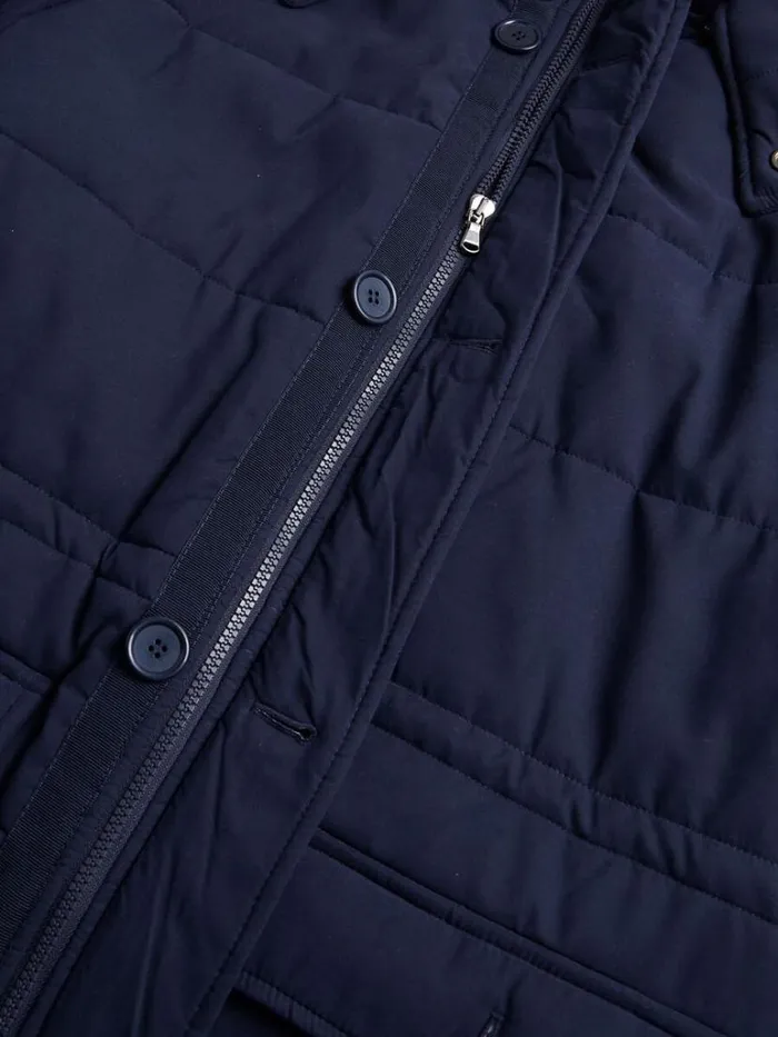 Outerwear Mens Paul Stuart Belsetta Quilted Parka With Removable Hood Navy