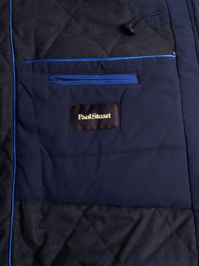 Outerwear Mens Paul Stuart Belsetta Quilted Parka With Removable Hood Navy