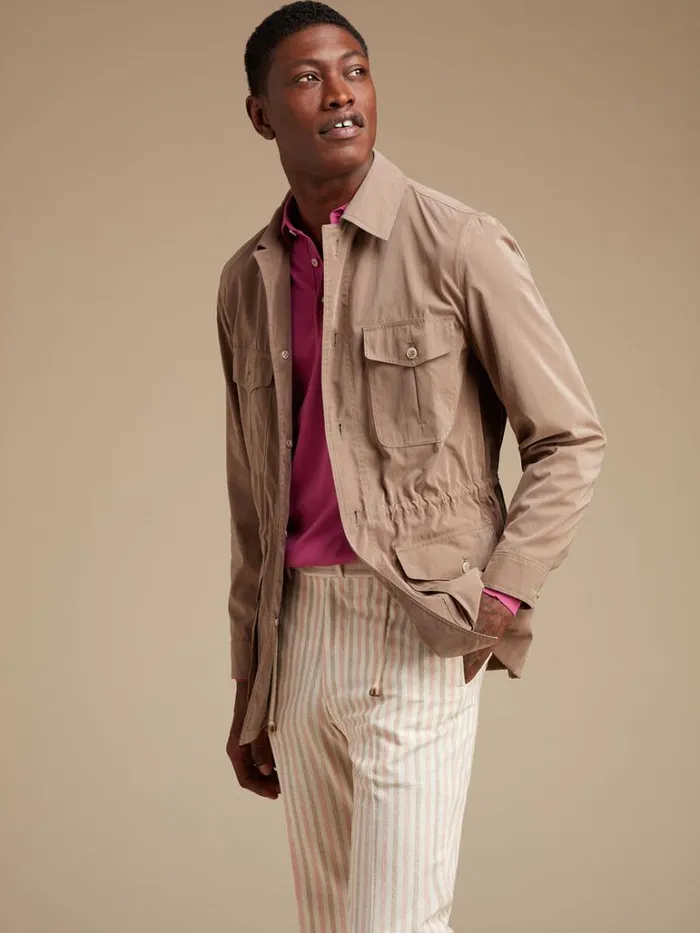 Outerwear Mens Paul Stuart Belsetta Safari Jacket Navy