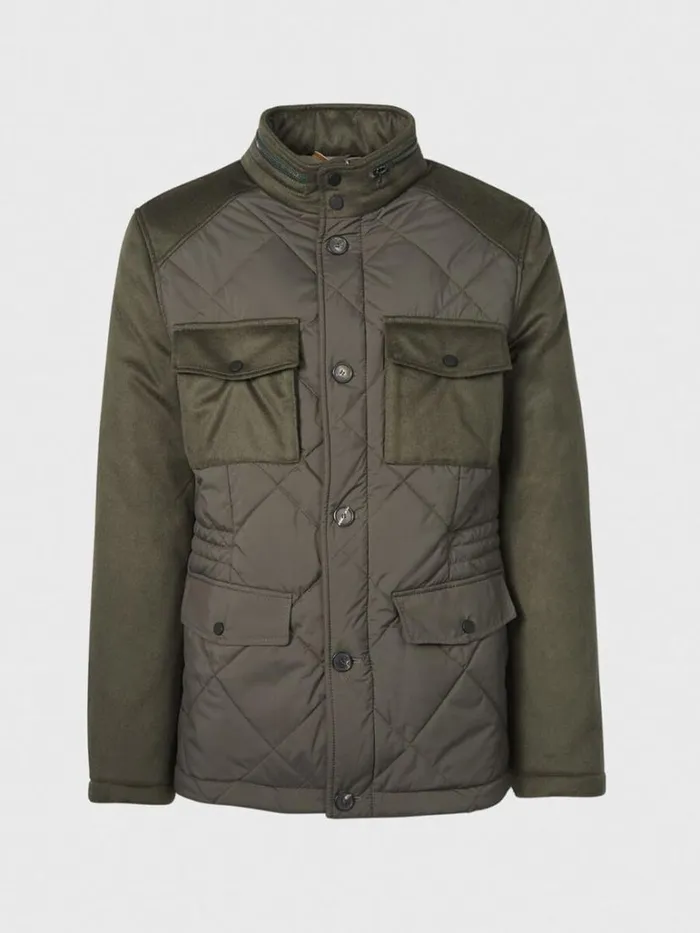 Outerwear Mens Paul Stuart Cashmere And Microfiber Quilted Field Jacket Olive