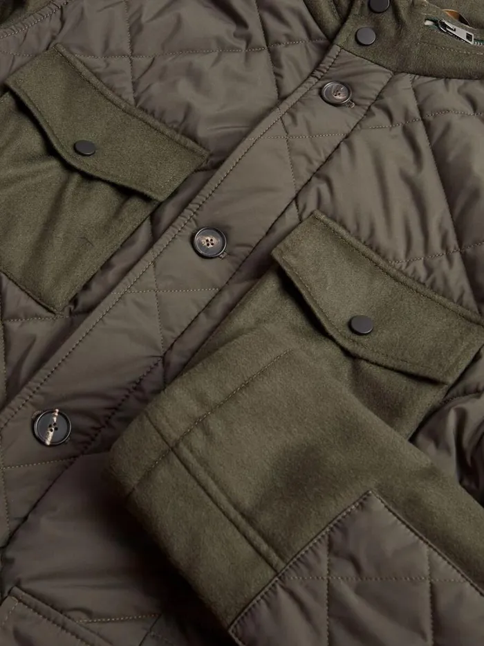 Outerwear Mens Paul Stuart Cashmere And Microfiber Quilted Field Jacket Olive