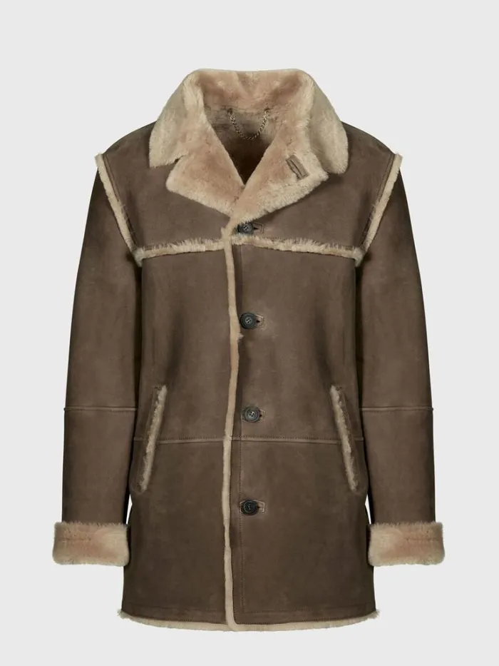 Outerwear Mens Paul Stuart Classic Shearling Coat Tan