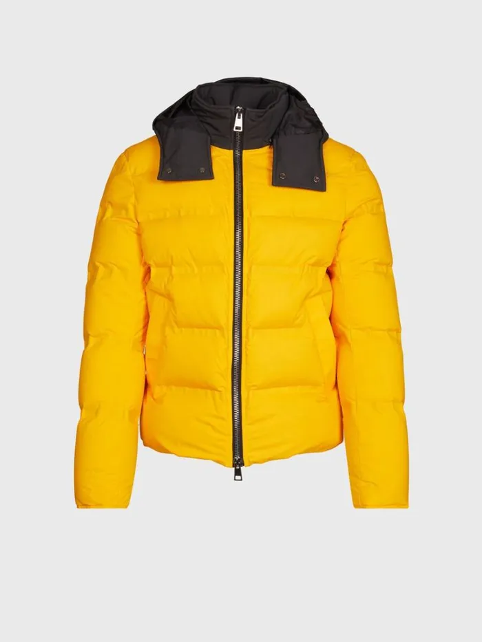 Outerwear Mens Paul Stuart Down Hooded Puffer Jacket Blackyellow
