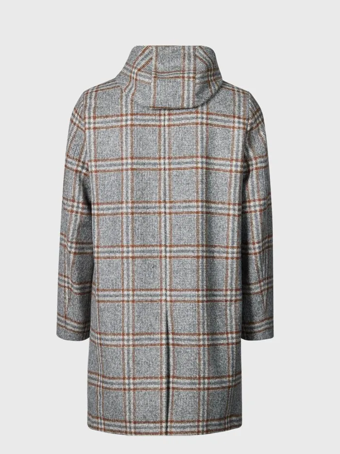 Outerwear Mens Paul Stuart Hooded Plaid Coat Grey