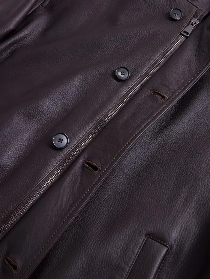 Outerwear Mens Paul Stuart Leather Bomber Jacket Brown