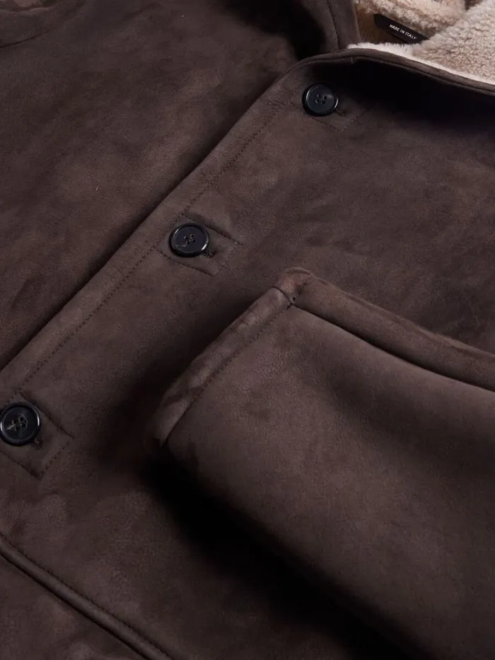 Outerwear Mens Paul Stuart Long Shearling Coat Chocolate
