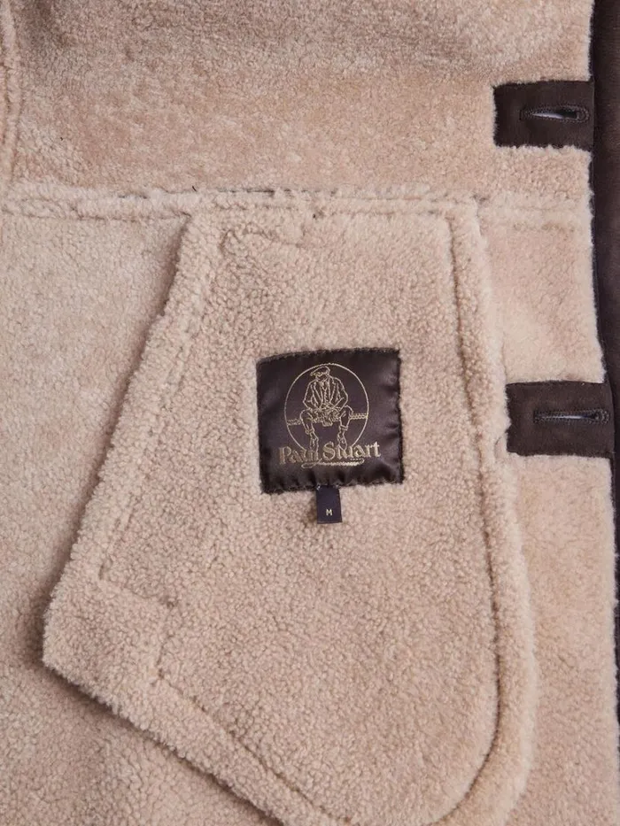 Outerwear Mens Paul Stuart Long Shearling Coat Chocolate