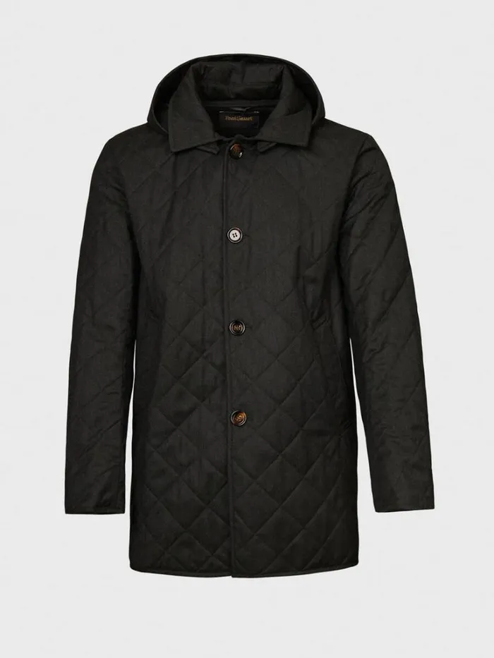 Outerwear Mens Paul Stuart Quilted Barn Coat With Hood Blue