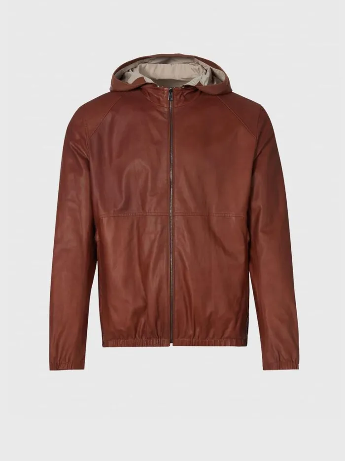 Outerwear Mens Paul Stuart Reversible Leather Bomber Jacket Cognac