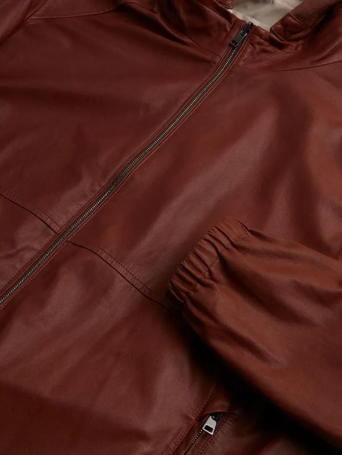 Outerwear Mens Paul Stuart Reversible Leather Bomber Jacket Cognac