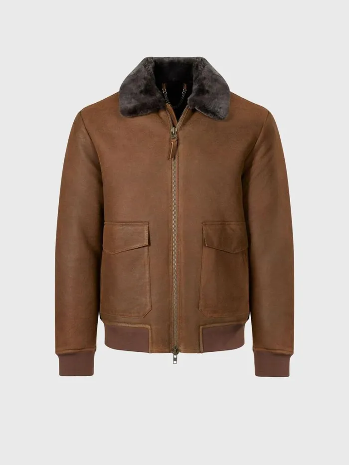 Outerwear Mens Paul Stuart Rugged Shearling Jacket Tan