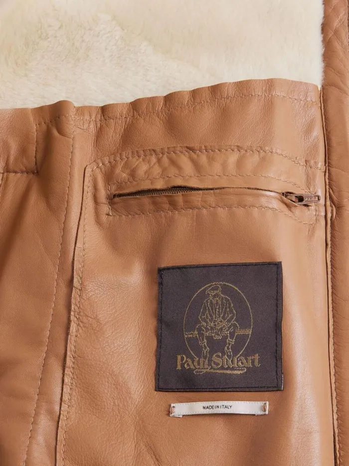 Outerwear Mens Paul Stuart Shearling Aviator Jacket Tan