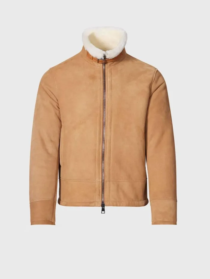 Outerwear Mens Paul Stuart Shearling Aviator Jacket Tan