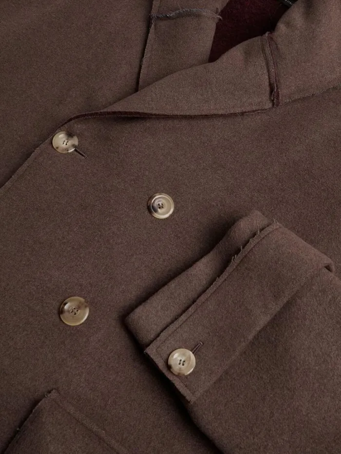 Outerwear Mens Paul Stuart Solid Double Breasted Hooded Overcoat Brownburg Outerwear Mens Paul Stuart Solid Double Breasted Hooded Overcoat Brownburg