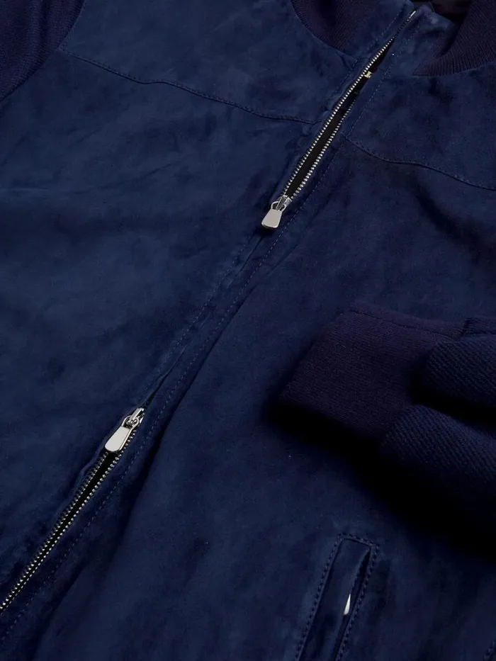 Outerwear Mens Paul Stuart Suede And Jersey Bomber Jacket Blue
