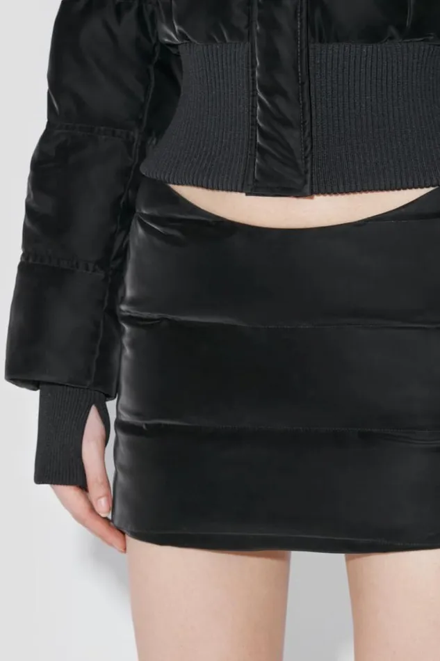 Outerwear Women MISBHV Velvet Latex Cropped Puffer Jacket With Fur Black
